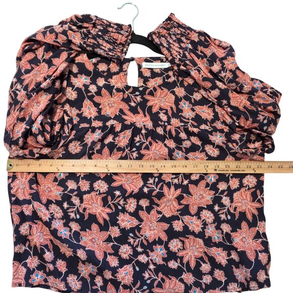 Rebecca Minkoff Womens Floral Boho Peasant Top Large Ruffle Hippie Festival Puff - Picture 7 of 8